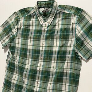 Royal Robbins Shirt Outdoor Hiking Summer Casual Plaid Green Men's size Large
